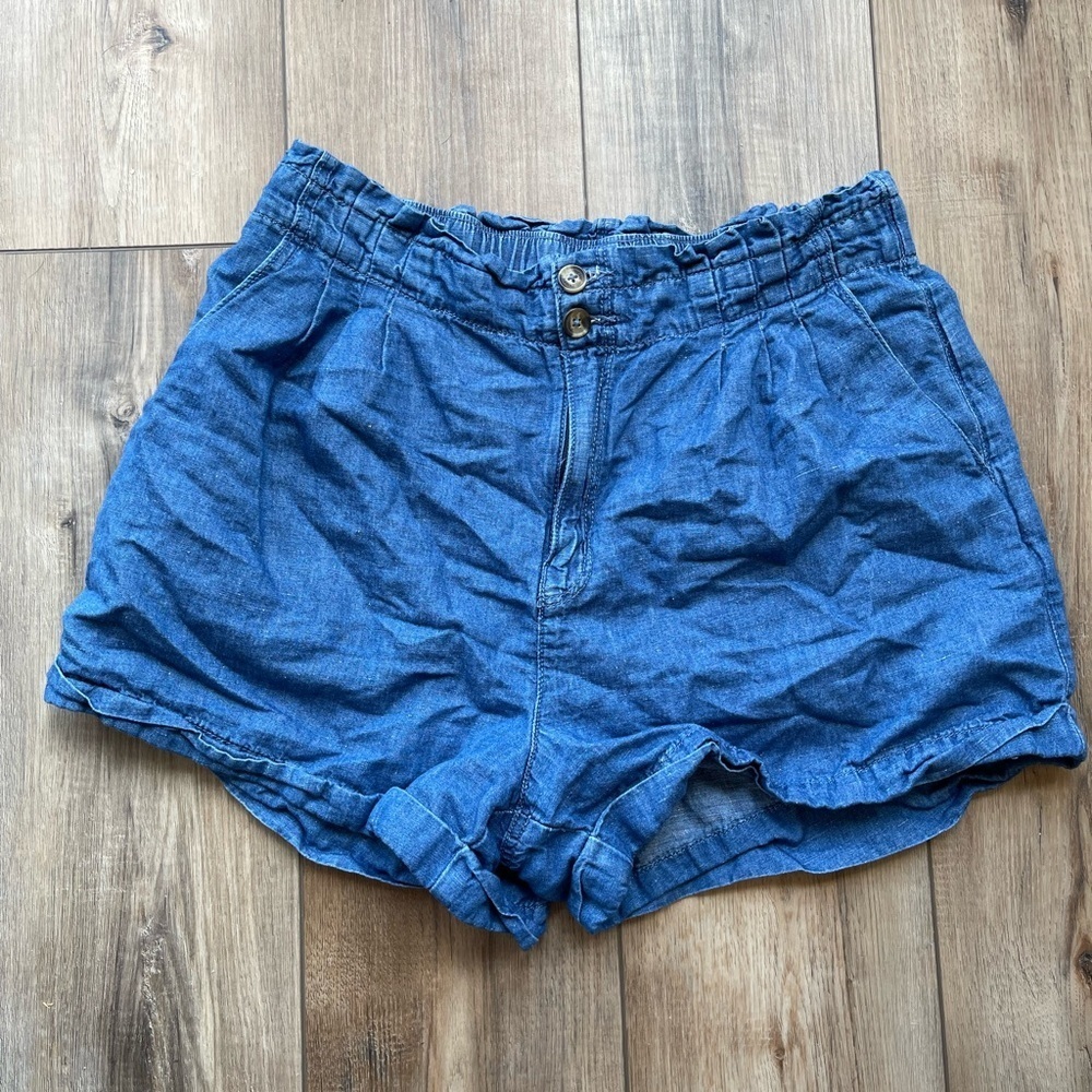 American Eagle Paper Bag Denim Shorts | Lightweight | Size 12 | Pockets | EUC